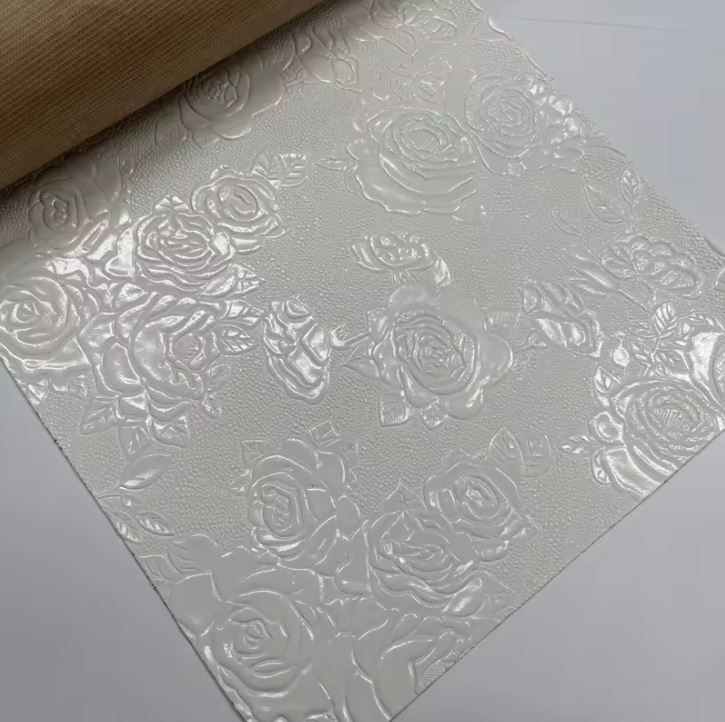 Popular Glossy Embossed Synthetic Vinyl PVC Leather Fabric Flower Faux Leather For Sofa Furniture Bags