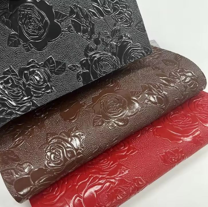 Popular Glossy Embossed Synthetic Vinyl PVC Leather Fabric Flower Faux Leather For Sofa Furniture Bags