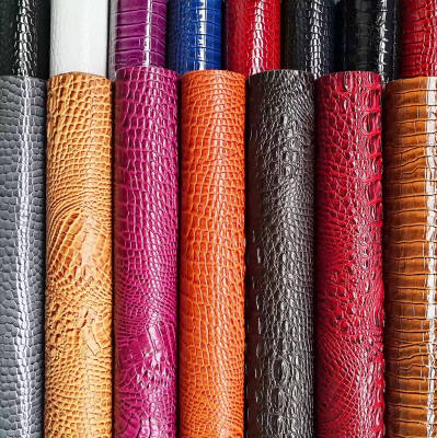 Teixit de pell sintètica de cocodril de PVC sintètic estampat per a bosses i sabates